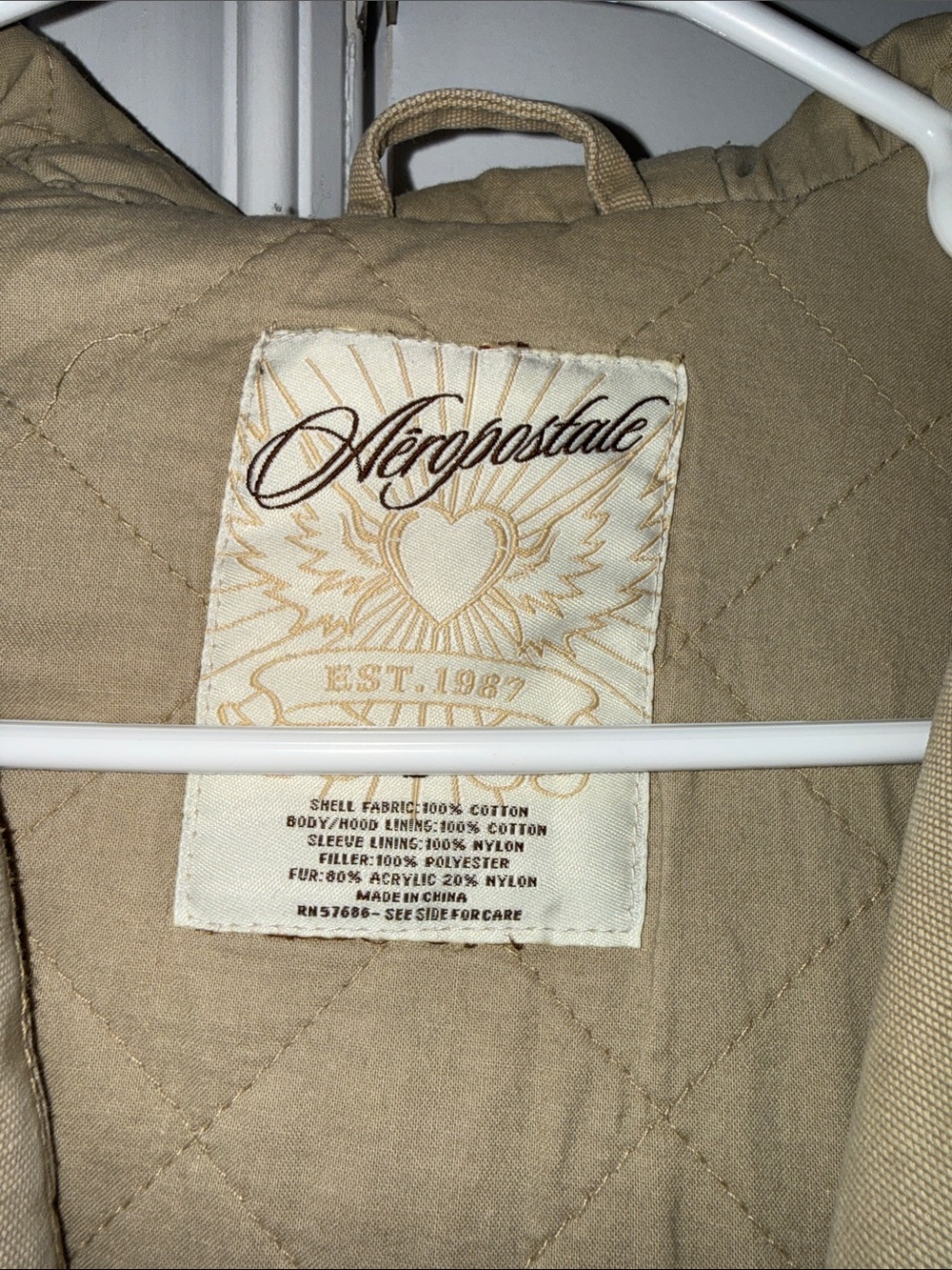 Aeropostale Khaki Hooded Utility Puffer Jacket - Picture 2 of 4